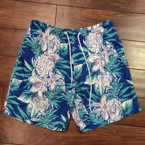 Boardies Navy Blue Floral With Pineapples Swim Trunks With Liner SIZE LA…